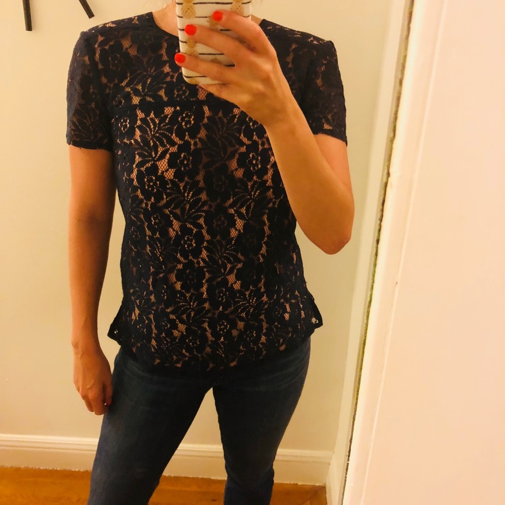 French connection navy Lace top